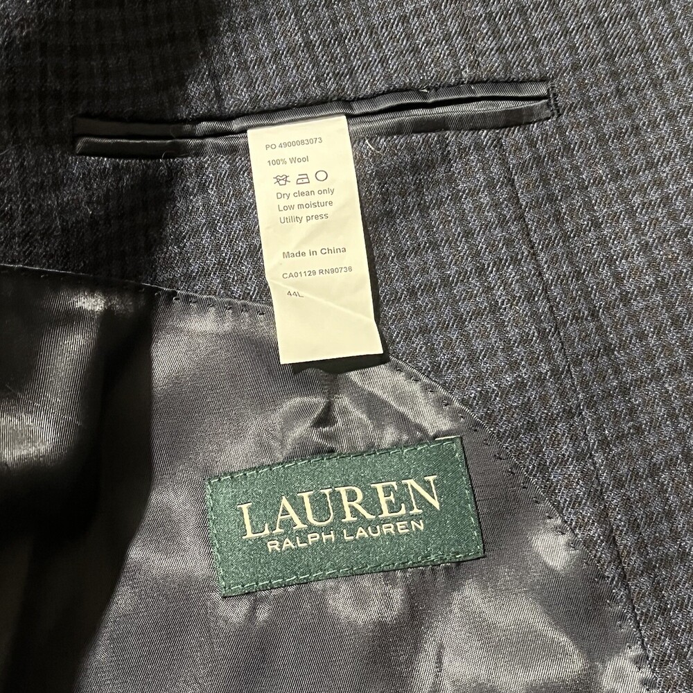 Ralph Lauren Blazer Jacket Mens Wool 2 Button Business Windowpane New Vintage - Picture 3 of 12
